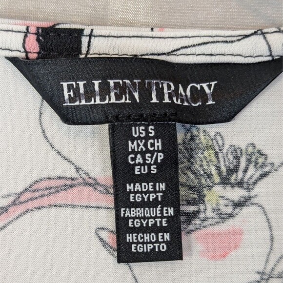 Ellen Tracy Women's Size SMALL Floral Blouse Ruffled Long Sleeve Elegant Top NEW - Picture 3 of 15